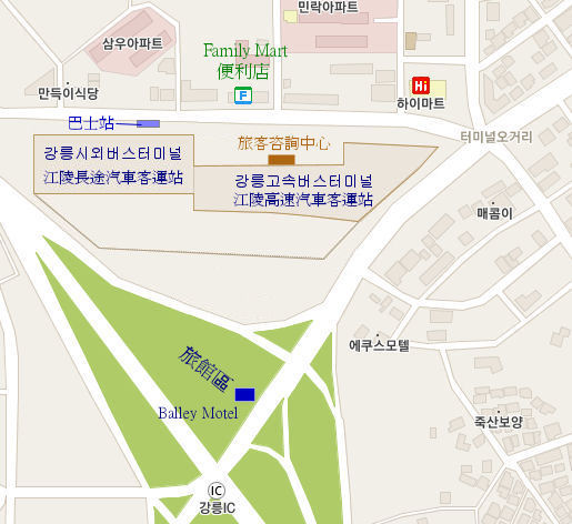 江陵綜合客運站及附近街道地圖
