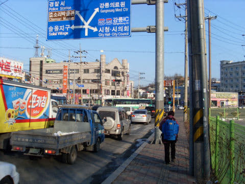 韓國江陵綜合客運站前往江陵住宿地圖路線