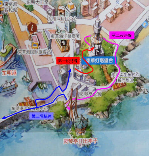 韓國江原道束草燈塔一帶散步路線地圖