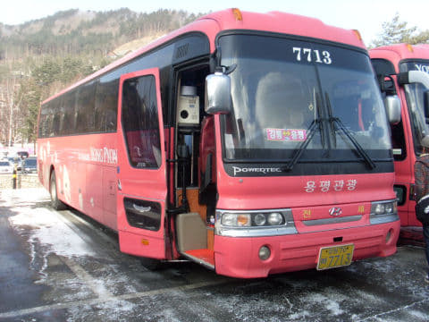 韓國江原道龍平滑雪場巴士站往江陵的巴士